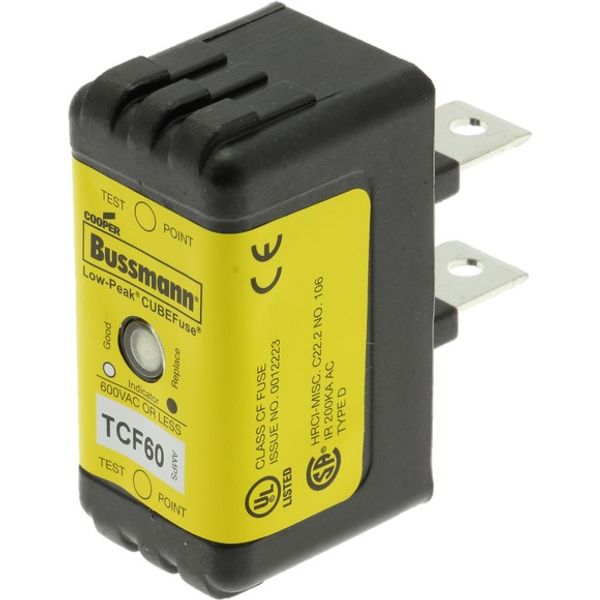 Fuse-link, low voltage, 60 A, AC 600 V, DC 300 V, 26 x 29 x 55 mm, CF, J, 1P, UL, CSA, time-delay image 3