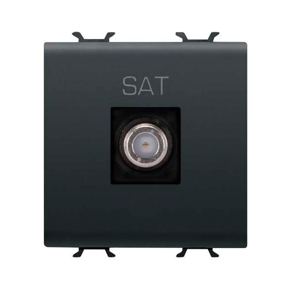 COAXIAL TV SOCKET-OUTLET, CLASS A SHIELDING - FEMALE F CONNECTOR - DIRECT  - 2 MODULE - SATIN BLACK - CHORUSMART image 1