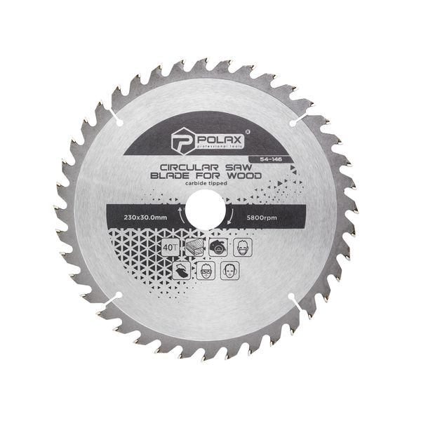 Circular saw blade for wood, carbide tipped 230x30.0/25,4, 40Т image 1