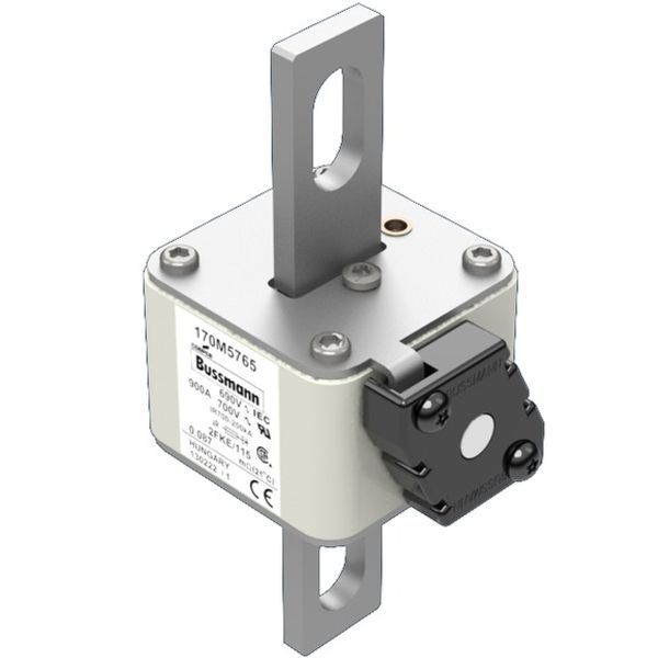 Fuse-link, high speed, 900 A, AC 690 V, size 2, 61 x 77 x 135 mm, aR, IEC, UL, type K indicator, 115 mm centres image 2