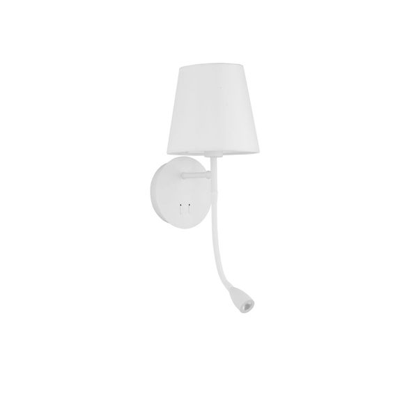 White Metal   White Fabric Shade  Switch On/Off  LED 3 Watt 3000K 180Lm  LED E14 1x5 Watt 230 Volt  IP20 Bulb Excluded  L:19 W: 16 H: 30 cm Adjustable image 1