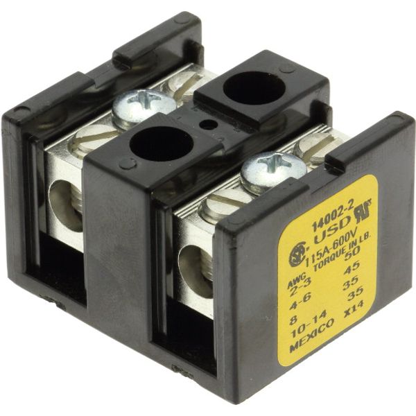 Terminal block, low voltage, 115 A, AC 600 V, DC 600 V, 2P, UL, CSA image 2