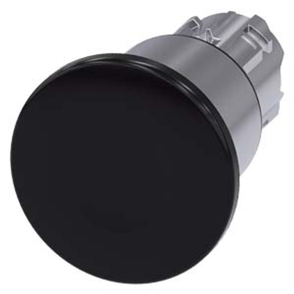 3SU1050-1EA10-0AA0-Z Y19 Mushroom pushbutton, 22 mm, round, metal, shiny, black, 40 mm, 3 switch positions, latches after pushing in, unlatches by pull-to-unlatch mechanism to center image 1