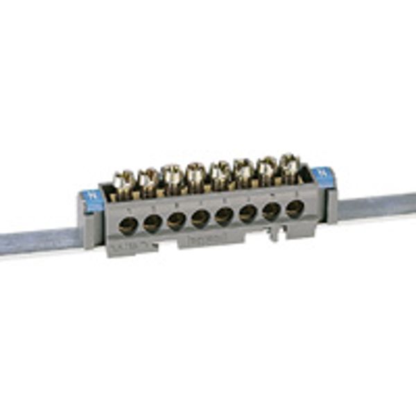 IP 2X terminal block - earth (green) - 1 x 6 to 25² - 16 x 1.5 to 16² -L. 141 mm image 1