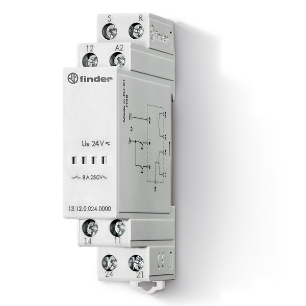 Call & Reset Rel. 17,5mm.rail mount 1CO 8A+1NO 8A/12VUC (13.12.0.012.0000) image 2