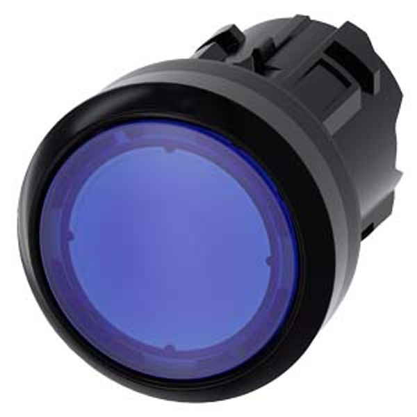 Illuminated pushbutton, 22 mm, round, plastic, blue, pushbutton, flat momenta... image 1