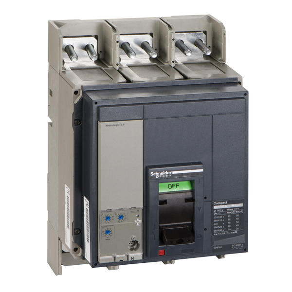 circuit breaker ComPact NS1000N, 50 kA at 415 VAC, Micrologic 2.0 trip unit, 1000 A, fixed, 3 poles 3d image 4