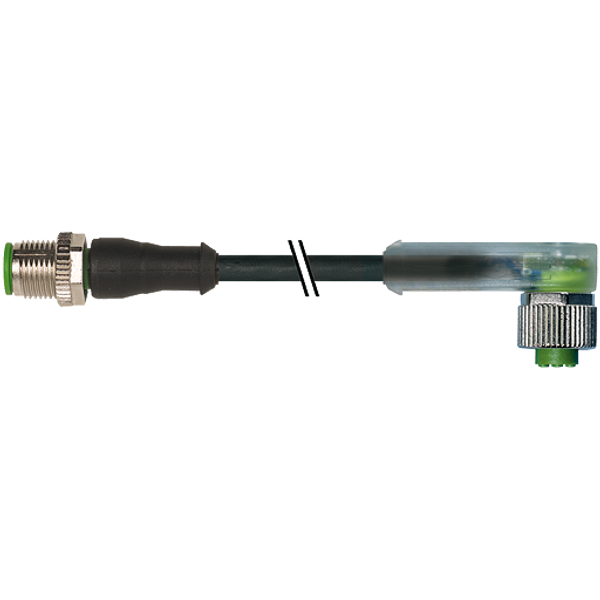 M12 male 0°/fem. 90° A-cod. LED PUR 4x0.34 bk UL/CSA+drag-ch 2.5 m image 1