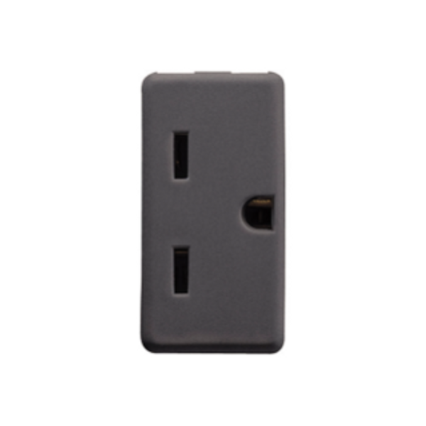 USA STANDARD SOCKET-OUTLET 250/125V ac - 2P+E 15A 250V - FLAT ALLIGNED VERTICAL PLUG - 1 MODULE - SYSTEM BLACK image 1