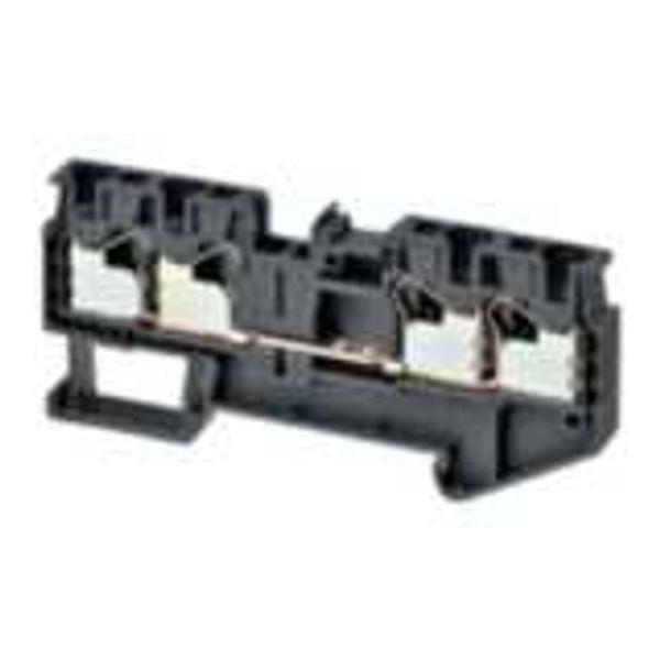 Multi conductor feed-through DIN rail terminal block with 4 push-in pl image 2