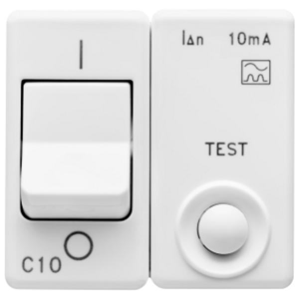 RESIDUAL CURRENT MINIATURE CIRCUIT BREAKER - 230V ac - CLASS A - 1P+N 10A 3kA 10mA CHARACTERISTIC C - 2 MODULES - SYSTEM WHITE image 1