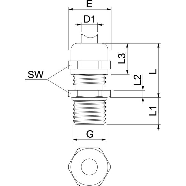 V-TEC VM LM12 MS Cable gland with long connection thread M12 image 2