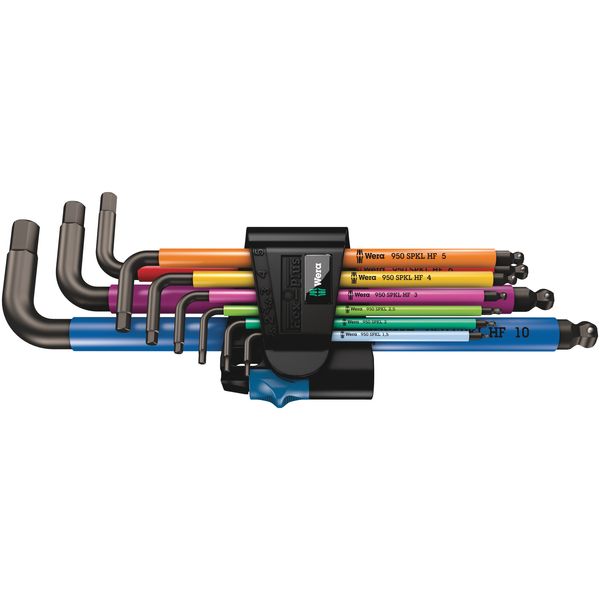 9pce Hold Function Hex-Plus Multi Colour Ball-End Hex Allen Key Set 05022210001 Wera image 1