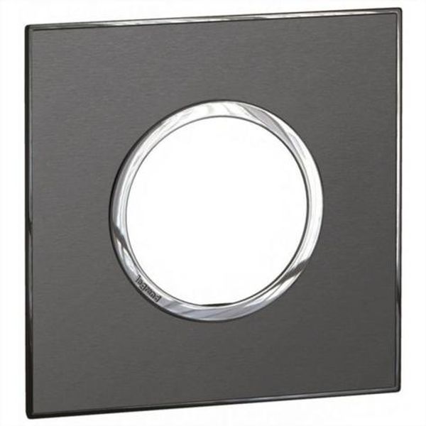 Arteor™ - British standard plate round version 2 modules - Brushed Metal - Black image 1