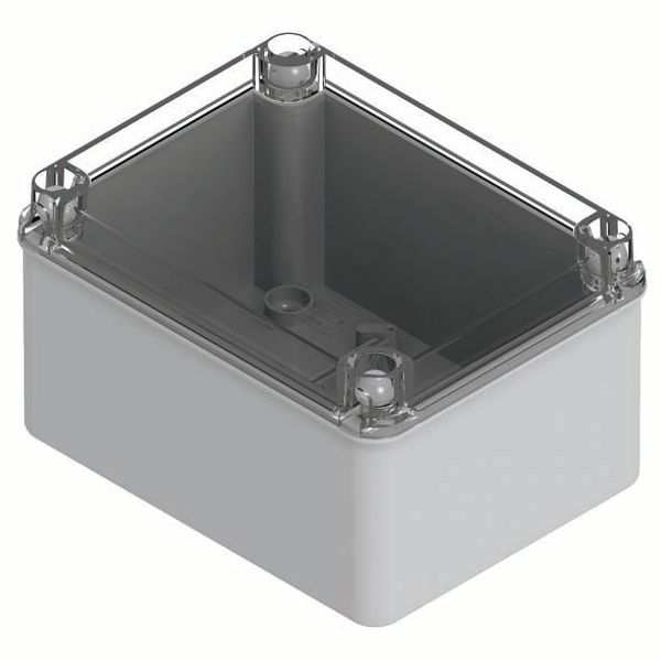 JUNCTION BOX WITH HIGH CAPACITY BOTTOM AND TRANSPARENT PLAIN SCREWED LID - IP56 - INTERNAL DIMENSIONS 380X300X170 - SMOOTH WALLS - GREY RAL 7035 image 2