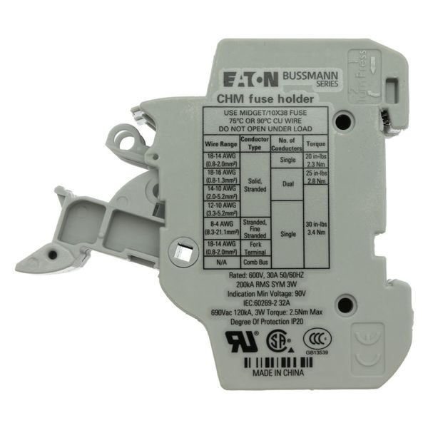 Fuse-holder, LV, 32 A, AC 690 V, 10 x 38 mm, 2P, UL, IEC, DIN rail mount image 42