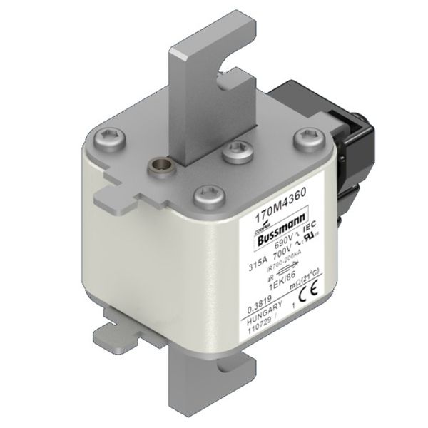 Fuse-link, high speed, 315 A, AC 690 V, size 1, 53 x 69 x 111 mm, aR, IEC, type K indicator image 3