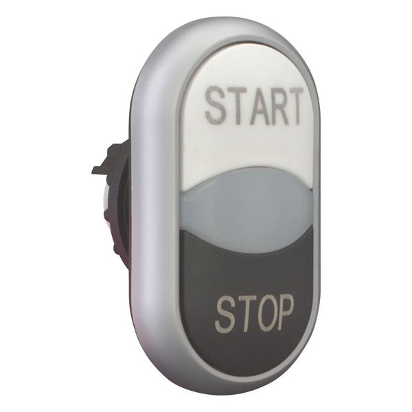 Double actuator pushbutton, RMQ-Titan, Actuators and indicator lights non-flush, momentary, White lens, white, black, inscribed, Bezel: titanium, STAR image 11