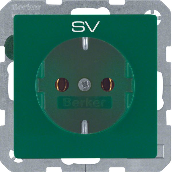 SCHUKO soc. out. "SV" imprint, Q.1/Q.3, green velvety image 1