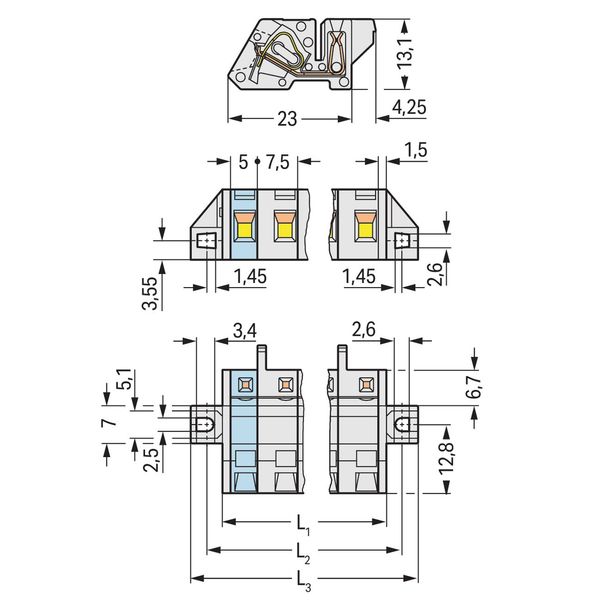 1-conductor female connector, angled CAGE CLAMP® 2.5 mm² light gray image 2