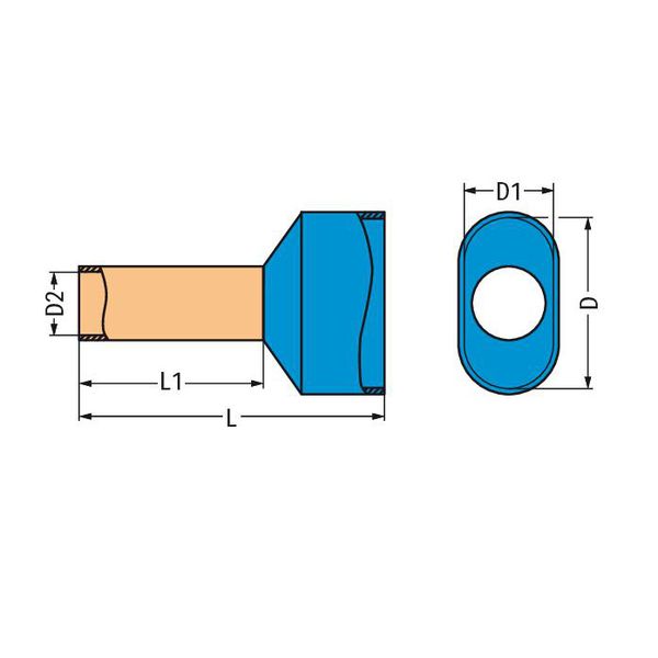 Twin ferrule Sleeve for 2 x 2.5 mm / AWG 14 insulated blue image 4