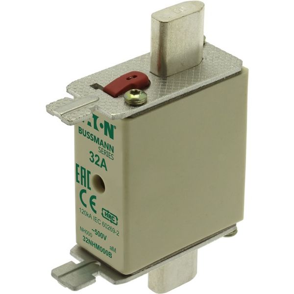 Fuse-link, low voltage, 32 A, AC 500 V, NH000, aM, IEC, dual indicator image 2