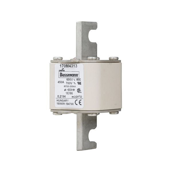 Fuse-link, high speed, 450 A, AC 690 V, size 1, 53 x 69 x 111 mm, aR, IEC, single indicator image 5