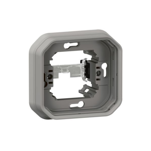 Plexo 1-station waterproof plate support for recessed mounting of modular mechanisms - gray image 1