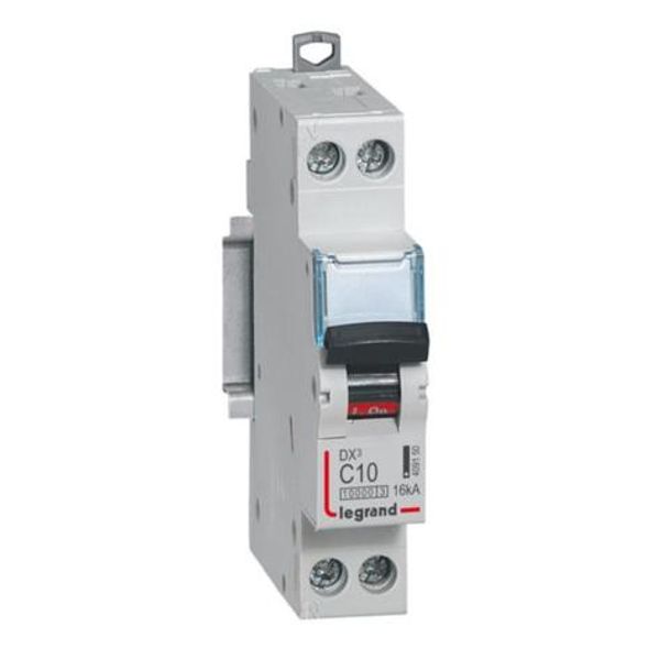 DX³10000 16kA high inlet and low outlet U+N screw circuit breaker 230V~ - 10A - curve C - 1 module image 1