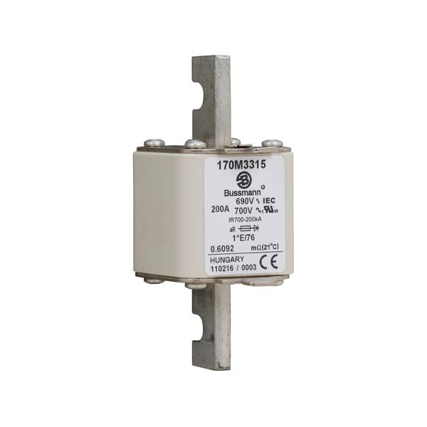 Fuse-link, high speed, 200 A, AC 690 V, compact size 1, 45 x 59 x 102 mm, aR, IEC, UL, visual indicator image 4