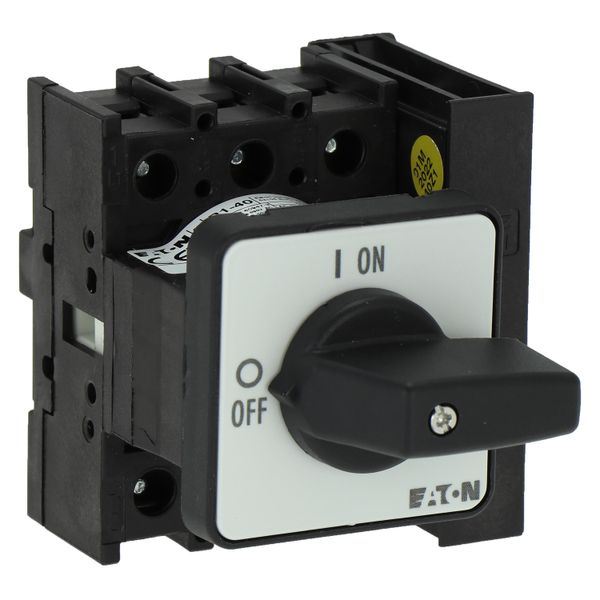 On-Off switch, P1, 40 A, flush mounting, 3 pole, 1 N/O, 1 N/C, with black thumb grip and front plate image 20