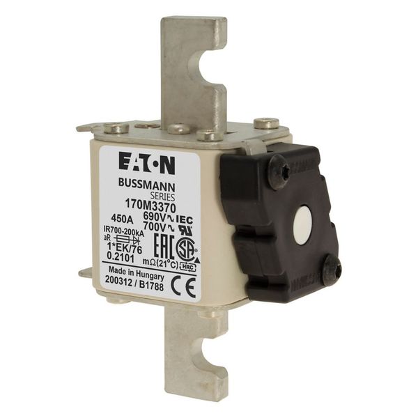 Fuse-link, high speed, 450 A, AC 690 V, compact size 1, 45 x 59 x 102 mm, aR, IEC, UL, single indicator image 16