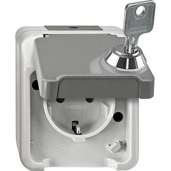 SCHUKO socket, lockable with the same locks, lock no. 200, light gray, AQUASTAR image 1