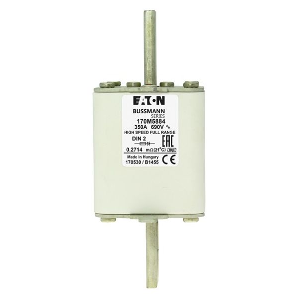 Fuse-link, high speed, 350 A, AC 690 V, DIN 2, 60 x 74 x 150 mm, gR, DIN, IEC, single indicator image 4