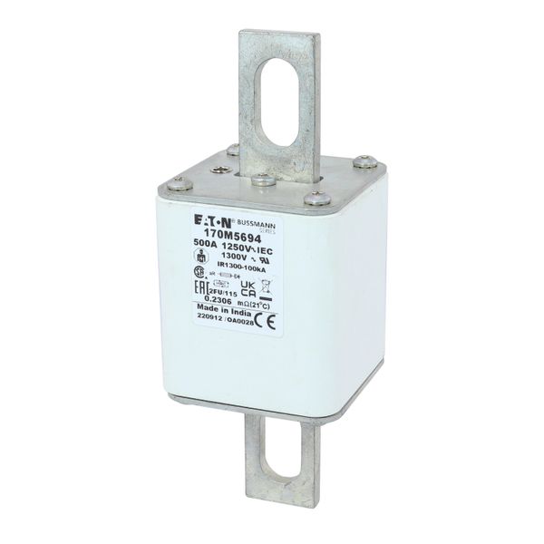 Fuse-link, high speed, 500 A, AC 1250 V, size 2, 61 x 77 x 160 mm, aR, IEC, UL image 3