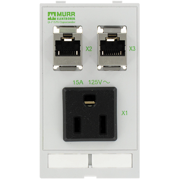 MODLINK MSDD SINGLE COMBI INSERT USA NEMA 5-15 2xRJ45 female/female image 1