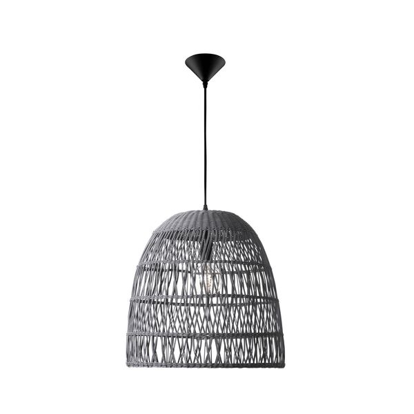 Gray Rattan  Black Fabric Wire & Base  LED E27 1x12 Watt 230 Volt  IP20 Bulb Excluded   D: 46.5 H1: 46 H2: 250 cm Adjustable height image 1