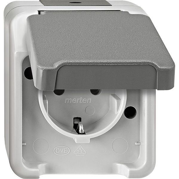 SCHUKO socket with increased contact protection, light gray, AQUASTAR image 1