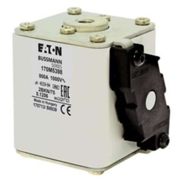 Fuse-link, high speed, 800 A, AC 1000 V, size 2, 61 x 75 x 77 mm, aR, IEC, UL, single indicator image 4