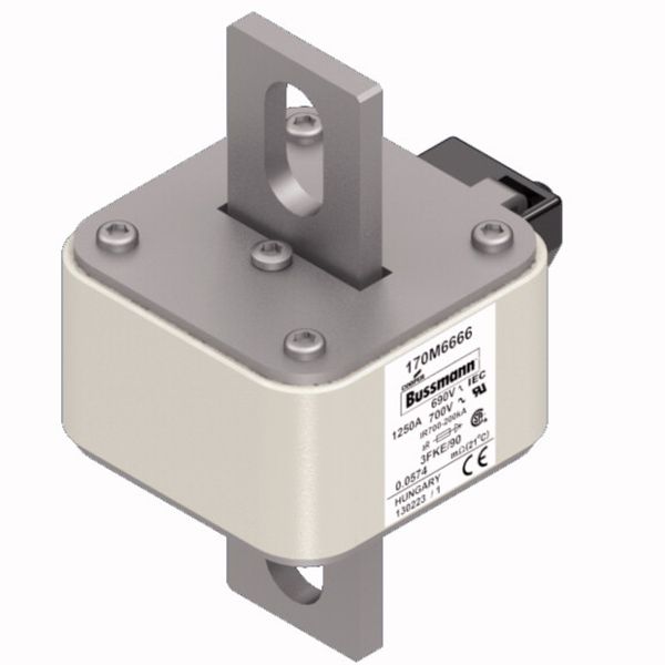 Fuse-link, high speed, 1250 A, AC 690 V, size 3, 76 x 92 x 135 mm, aR, IEC, UL, single indicator image 3