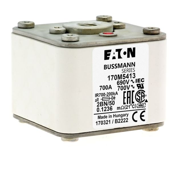 Fuse-link, high speed, 1100 A, AC 600 V, size 2, 61 x 77 x 65 mm, aR, IEC, UL, single indicator image 6