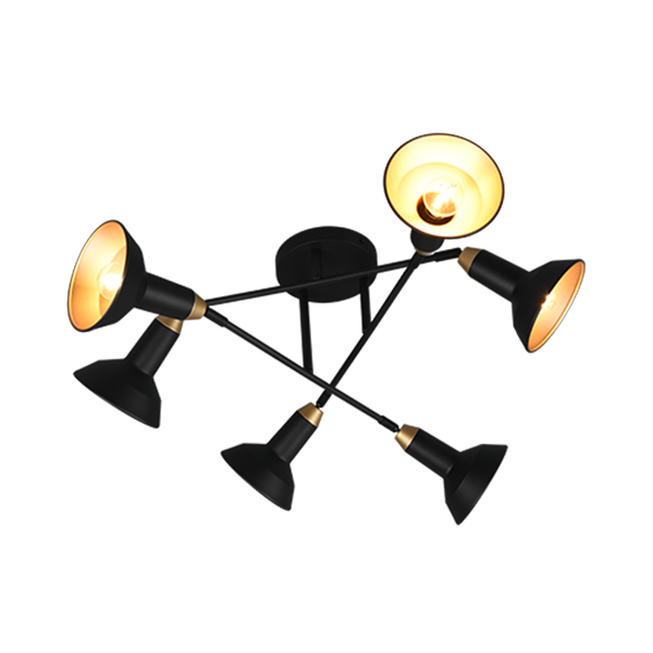 Roxie ceiling lamp 6-pc E14 matt black/gold image 1