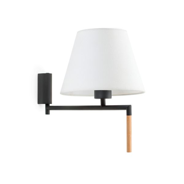 RON DARK GREY WALL LAMP WHITE LAMPSHADE image 1