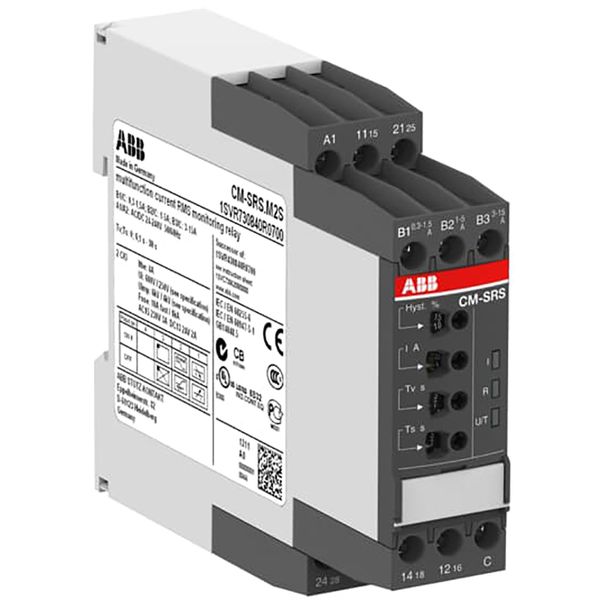 CM-SRS.M1S Current monitoring relay 2c/o, B-C=3mA-1A RMS, 24-240VAC/DC image 1