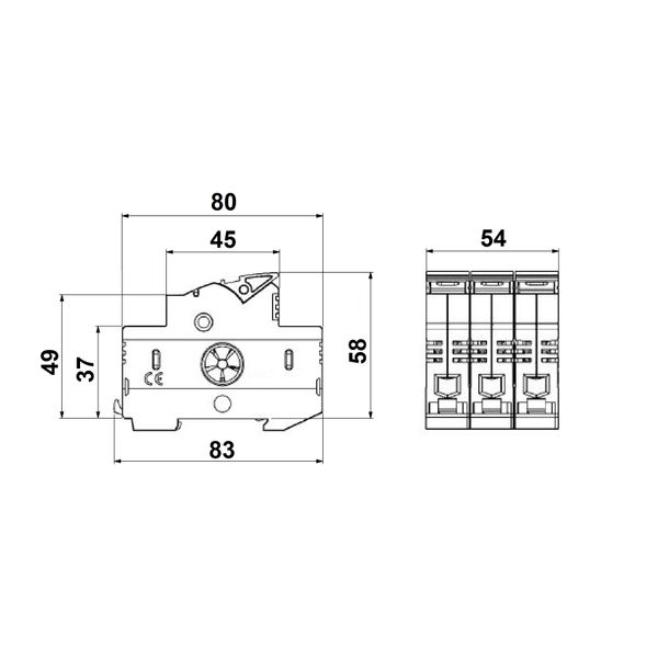 Holder for cylindrical fuse links 32A, 3-polig, 690V image 2