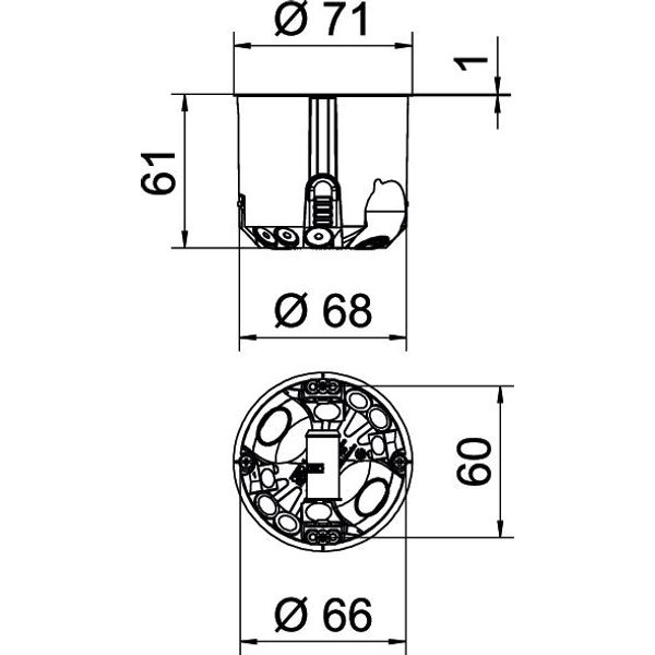 HG 61-L HW Cavity wall device box airtight ¨68mm, H61mm image 2