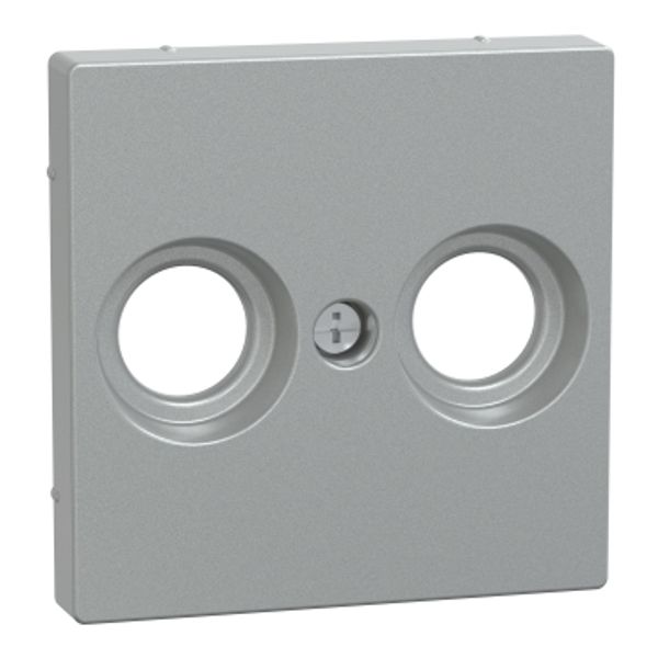 Central plate for antenna socket-outlets 2 holes, aluminium, System M image 2