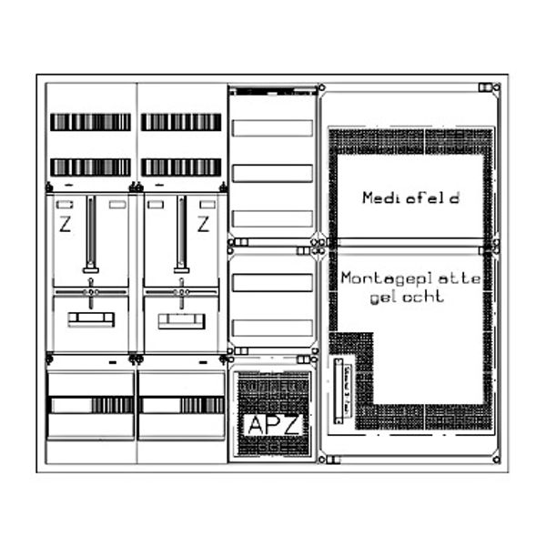 Z„hlerverteiler 2xZF, H=1100 B=1300 T=210mm, 1xVF, APZ, 2xMF image 1