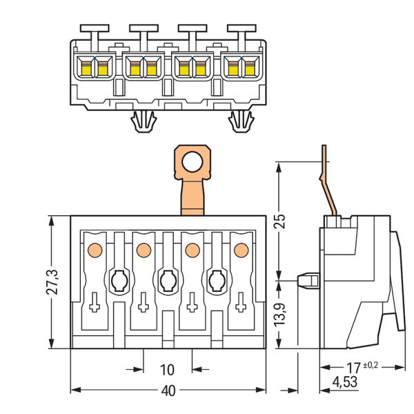 Lighting connector push-button, external with screw-type ground contac image 5