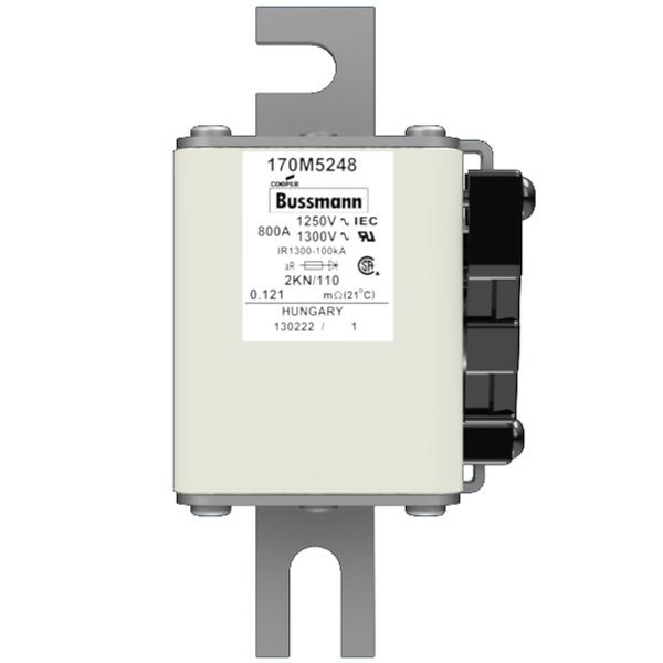 Fuse-link, high speed, 800 A, AC 1250 V, size 2, 61 x 77 x 138 mm, aR, DIN, IEC, single indicator image 1